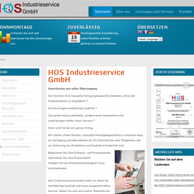 Hos Industrieservice GmbH Webseite